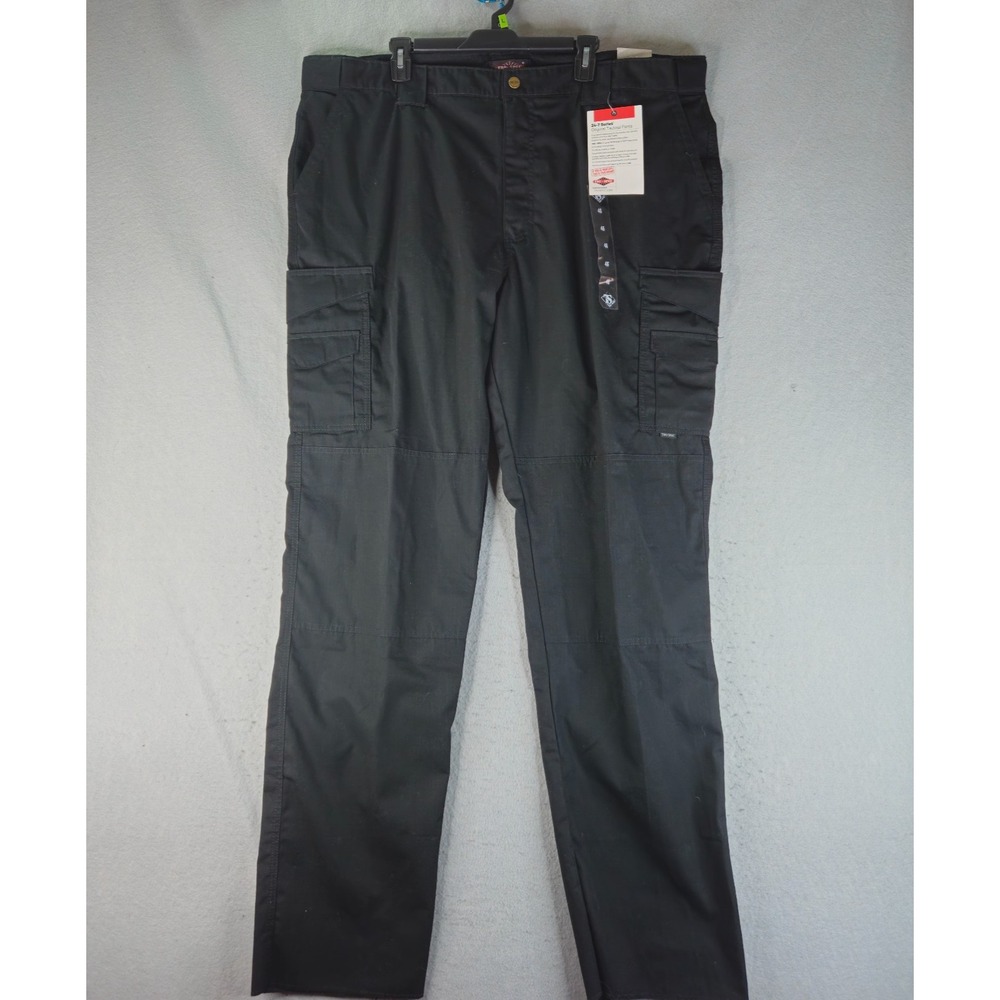 Tru Spec 24-7 Series Tactical Pants Mens 48 Black Cargo Pockets Ripstop Raw Hem